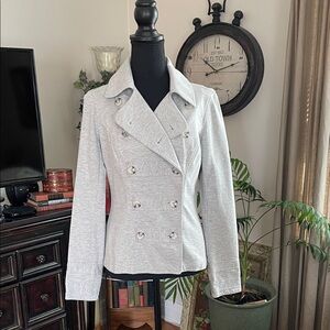 CAbi Light Gray Double-Breasted Pea Coat jacket